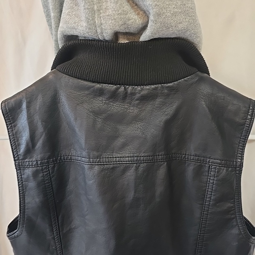 Vanity Hooded Leather Look Double Zip‎ Vest Black/gray Juniors/teens M Y2K 90s - Picture 7 of 14